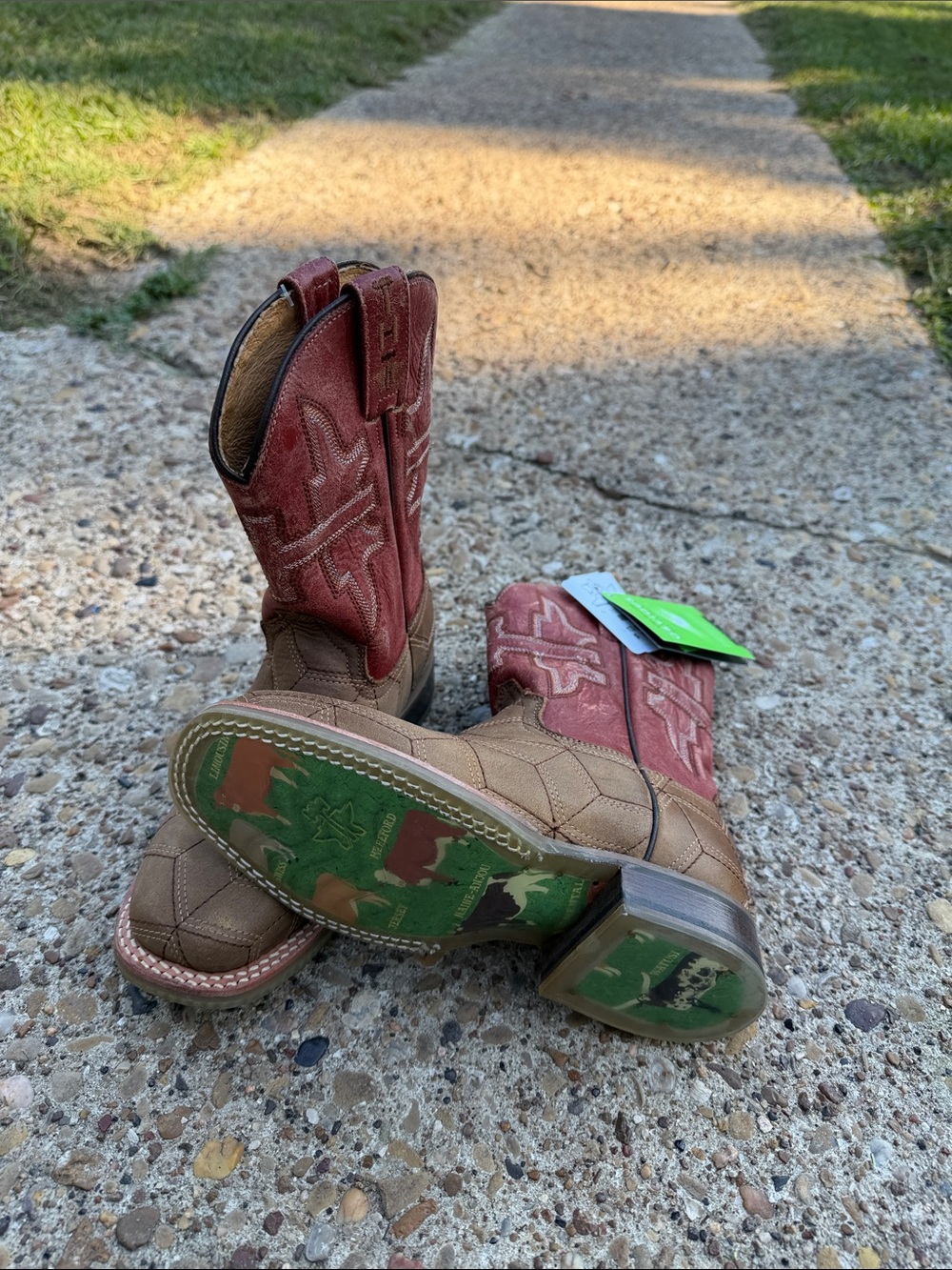Tin Haul Kids Two-Tone Brown and Red Western Boots